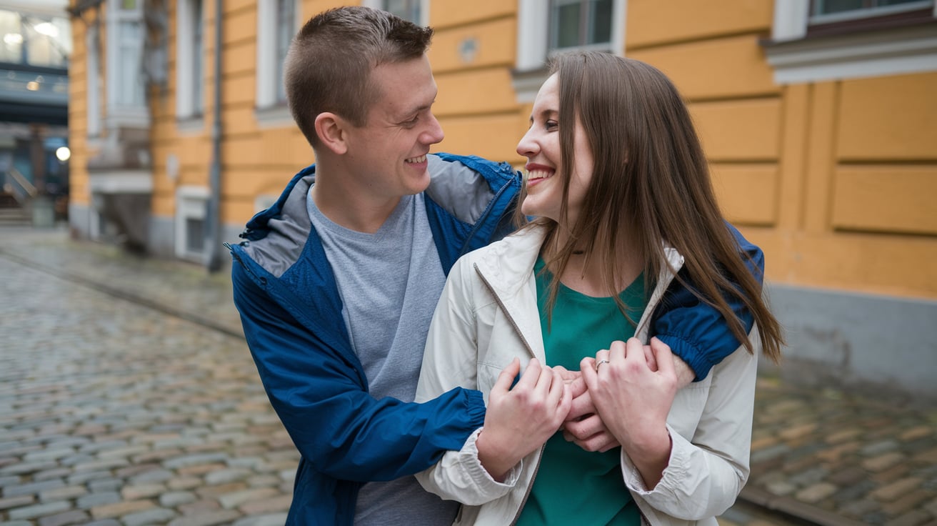 A smiling couple celebrating lotto win